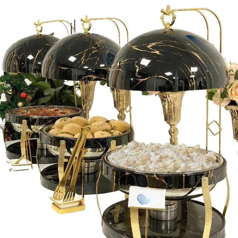 Bain Marie Food Warmer - Otel Düğün Büfesi Ekipmanları Lüks Altın